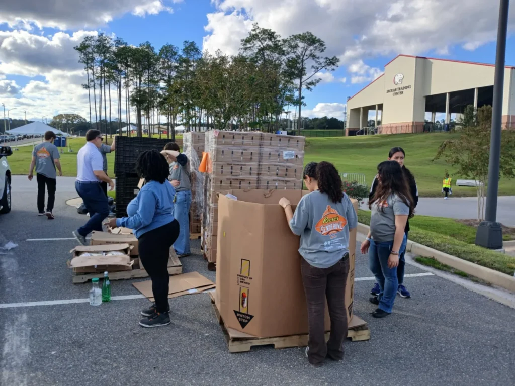 Picking up food at the food bank